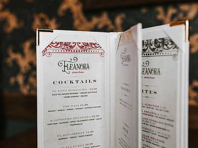 Eleanora Menu brand assets brand identity brand studio circus design studio food branding logo design menu design restaurant branding restaurant design restaurant flyer restaurant logo speak easy bar vintage visual identity