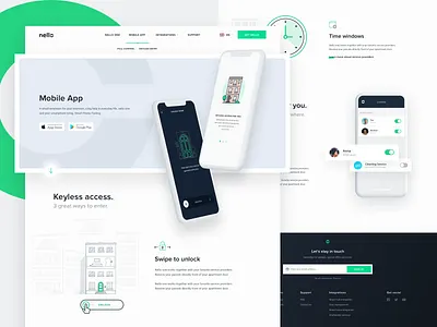 Nello - Mobile app subpage 10clouds app design intercom interface mobile app nello page product sketch ui