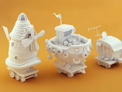 Development 3d c4d model stylized toon