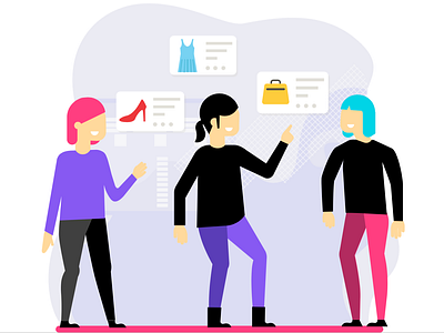 Online Shopping Experience bag bestondribbble cart creative design agency design design agency design inspiration dress ecommerce freelance freelancer humman illustration illustration shoes shop app shopping shopping illustration trend2019 vector website illustration