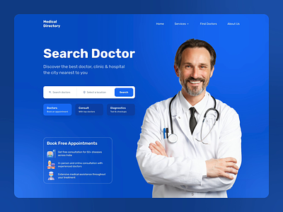 Website for Medical Directory animation clinic design directory doctor hospital medical search ui uiux ux webdesign webdesigner website