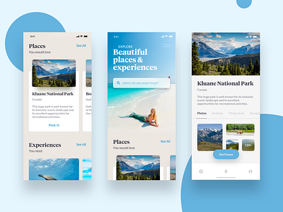 Travel App app blue blue ui explore app ios tourism app travel travel app ui