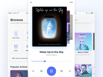 Music App card clean color design mobile music sketch app ui ux