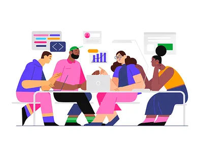 Growth ⚡️ character code design flat illustration product team tech ui