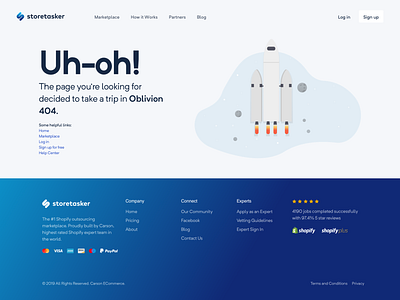 Storetasker Fun 404 Part 2 404 dashboard design illustration minimal responsive shopify storetasker ui uiux ux web web app webapp website