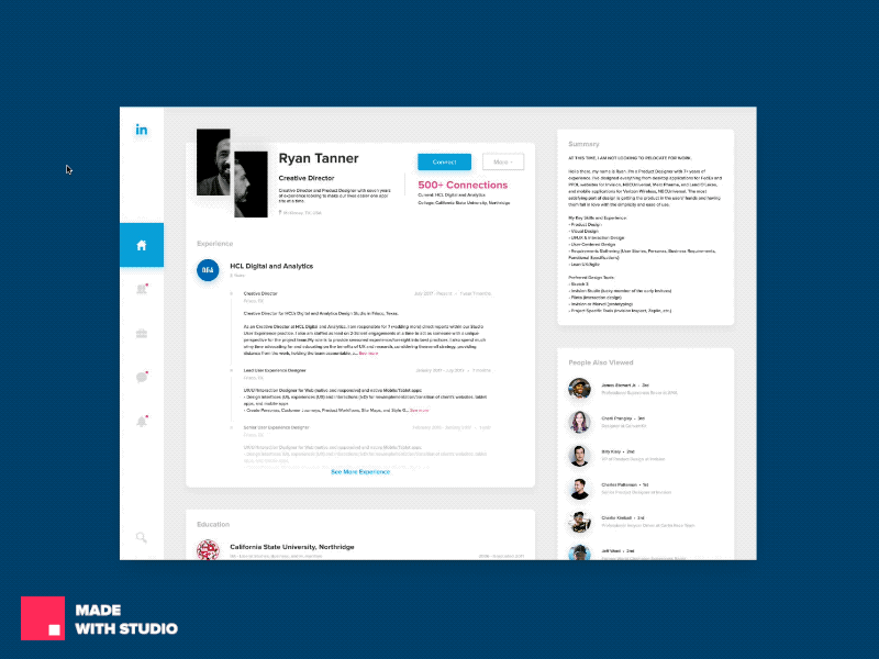 UI Challenge 004 | User Profile clean experience design interaction design invision invision studio invisionapp ixd linked in linkedin minimalistic profile simple studio transitions uiux user profile visual design web design