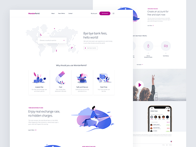 Money Transfer Website Landing Page app clean creative dashboard design designer hire illustration interface landing landing page minimal page payment redesign ui ux visual web website