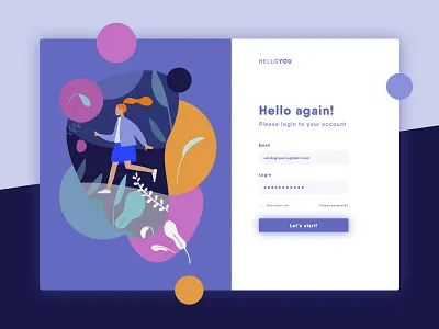 HelloYou - Login Page app humaans ilustration login login page typography ui ux