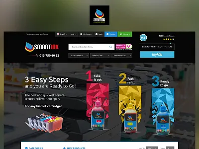 Smartink app blue case study design fun photoshop project redesign ui ux web website yellow