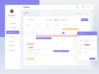 Schedule Dashboard calendar clean dashbaord event flat fluent meeting plan planning popup profile schedule trello uidesign