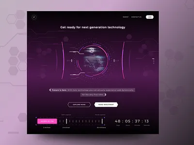 Hologram related website mockup app contactus fund holo hologram holographic hud investment login neel prakhar sharma sidemenu technology time ui watch web website website builder