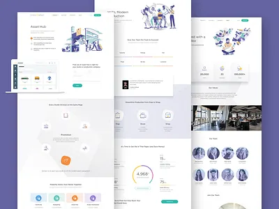 SyncOnSet Web Pages character clean design film icon illustration landing page production set studios sync tv typography ui ux vector web website