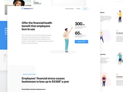 RefundNote accounting clean design challenge employee engagement employer finance app finance website financial advisor icons set landing page illustration nordic platform san fran stress transparent background ui usa today ux