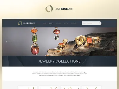 OneKindArt blue case study design fun green jewelery photoshop project redesign ui ux web website