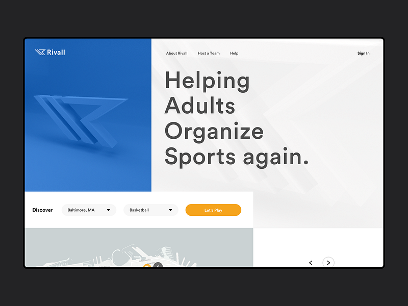 Rivall Web blue design landing sports ui web website white