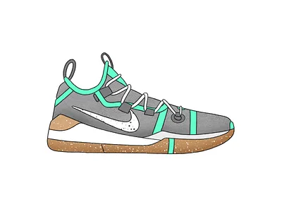 Nike Kobe AD - Mint basketball black branding design green grey illustration ipad kobe kobe bryant mint nike pattern procreate shoes texture vector white