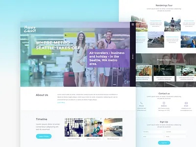 Landing Page - Paine Field Airport blue clean design experience flat interface type ui ux web website
