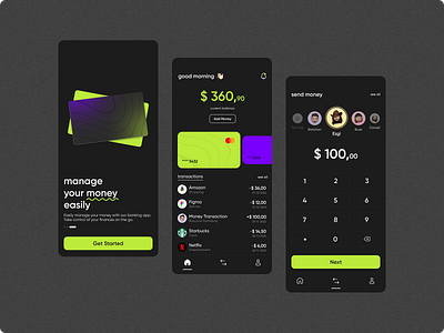 Banking App app banking design finance mobile money neon ui wallet