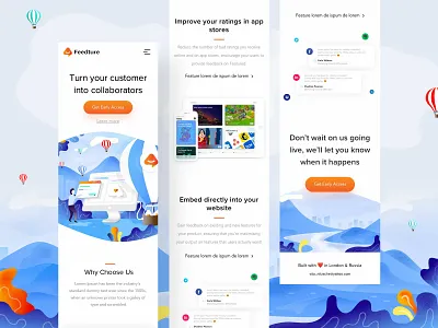 Feeduture app landing page - Mobile design illustration illustrations mobile responsive ui uiux userinterfacedesign ux web webdesign