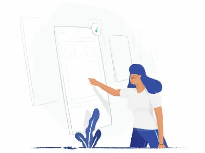 Themes design girl illustration line mobile plant selection simple ui vector women