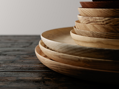 Wooden Plates 3d 3d artist 3d design 3d designer c4d cinema 4d design interior model octane product realism render wood