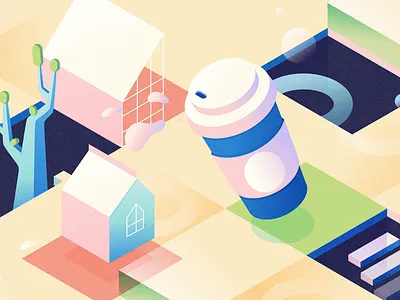 Warm Space branding clean color design drawing dream dribbble flat 3d fluid idea illustration isometric design magazin milk space tree ui vector warm web