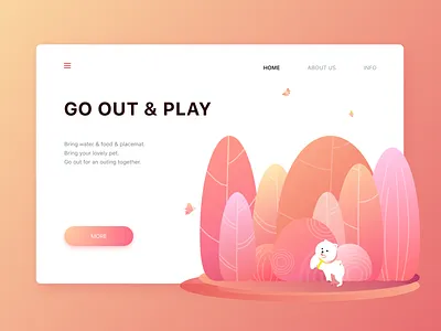 Go out and play - Web #01 butterfly design dog illustration pet season sketch ui web