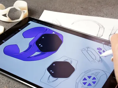 3D model of Health Tracker 3d cuberto graphics health illustration industrial design ipad pro mockup model print prototype sketch tracker ui ux