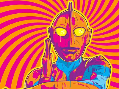 Ultramoist color illustration japan pop pop art psychedelic retro tv ultraman vector vintage