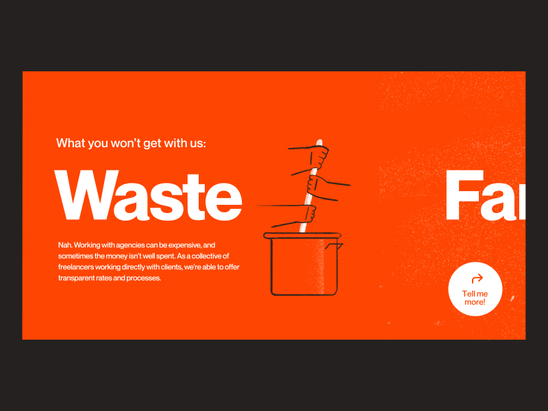 First and foremost 'Our Promises' Slider carousel colour hand drawn illustration minimal slider typography