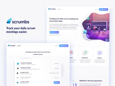 Scrumbs Landing Page design development ildiesign illustration landing page management project management scrum ui ui design ux ux design