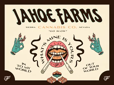 Jahoe Farms - Identity branding cannabis identity illustration linework monogram nevada psychadelic psychedelic tahoe trippy typography weed