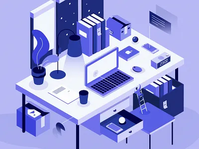 Work Struggle Illustration design desk graphic illustration iso isometric ui vector work