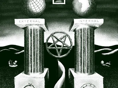 Seek Truth chain columns crown globe grave heart illustration ipad occult pentagram perspective procreate snake spooky