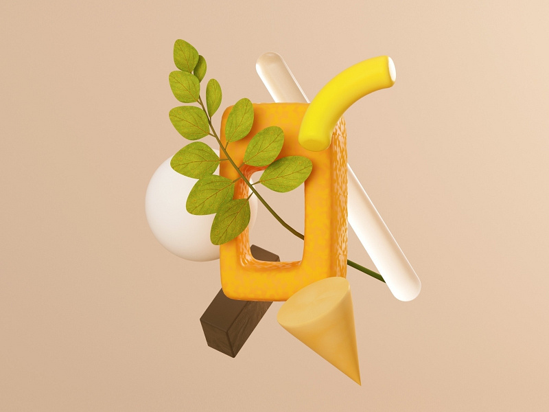Simple Compo 2 3d c4d illustration iphone primitives shapes warm yellow