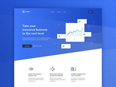 Root - Landing page developer fintech insurance landing page root website