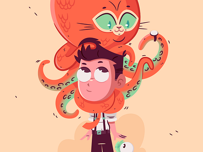 Thadeus loves Octo-puss character design color palette drawing illustration sketch