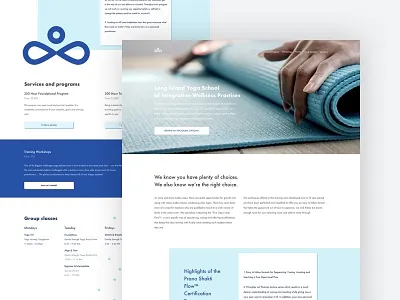 Long Island Yoga School Homepage blue boxes flat flow homepage landing page light minimal offset school studio yoga