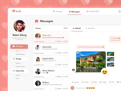 italk - Chat App Dashboard chat chat app chat app dashbaord chat bot chat bubble chat dashbaord colors dashbaord ui dashboard dashboard design dashboard ui dashboards italk social app talk talk app ui ui design ux ux design