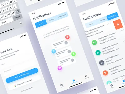eSignature iOS App animation app bold branding contract sign app design esign flat hiwow icon illustration inspiration ios mobile app product branding signature typography ui ux whb
