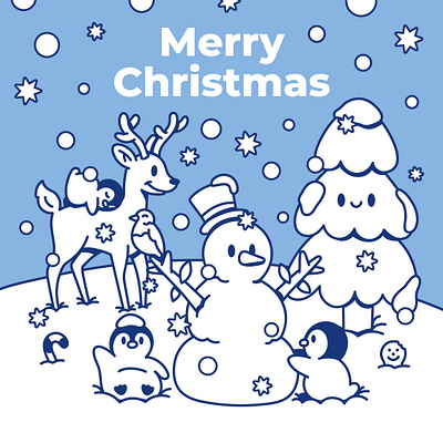 Merry Christmas Illustration 2d art card christmas cute happy hollyday illustration kawaii merry merry christmas new year