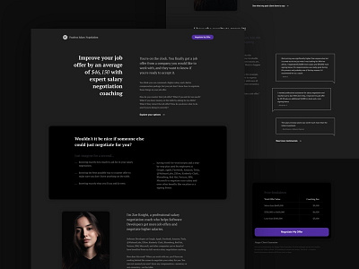 Fearless Salary Negotiation Landing page black branding design flat grayscale landing page serif type typography ui website