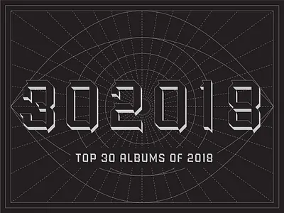 Top 30 of 2018 branding list music type vector