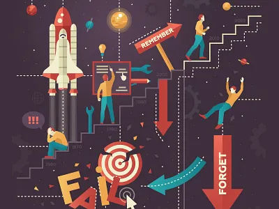"Learning from failure" - custom illustration custom illustration design editorial flat design illustration magazine style