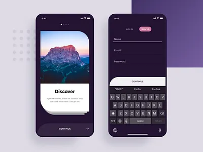 Onboarding Social Meet Up app design flat ios list login montains onboarding photos sign signin signup slides ui