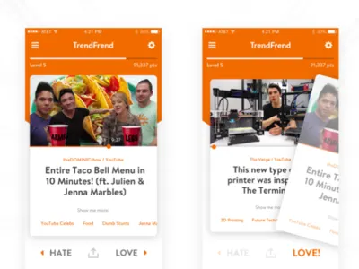 TrendFrend Mobile App UI app design branding interface mobile mobile app mobile app design mobile product product design startup tech company ui ui design user experience user interface visual design