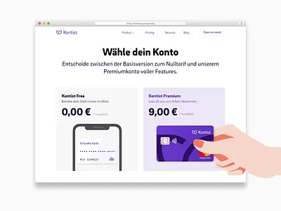 Kontist Premium Plan banking illustration kontist ui web design