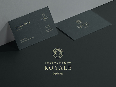Apartamenty Royale Logo & Branding bag branding business card dark gold green logo logomark logotype mark print sea sun