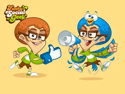 Social Media Geek Mascot character design facebook mascot funky mascot geek geek mascot marketing mascot mascot design nerd nerd mascot socia media social media mascot twitter mascot vector stock mascot youtuber
