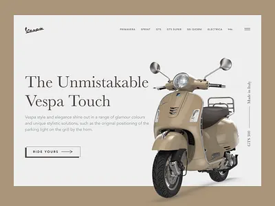 Vespa Header design figma figmadesign landing page minimal ui